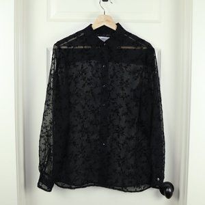 Elegant Jones & Co Blouse with Velvet Florals